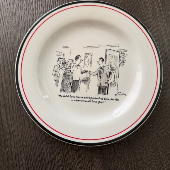 LOT OF 6 THE NEW YORKER CARTOON COMIC WINE THEME PLATES RESTORATION HARDWARE - Picture 9 of 16
